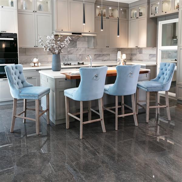 Velvet upholstered bar chair