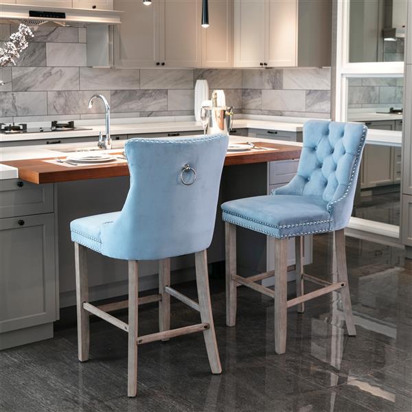 Velvet upholstered bar chair