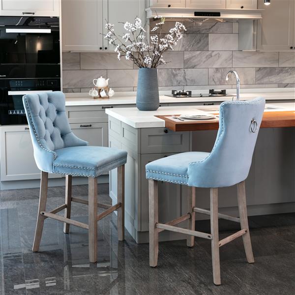 Velvet upholstered bar chair