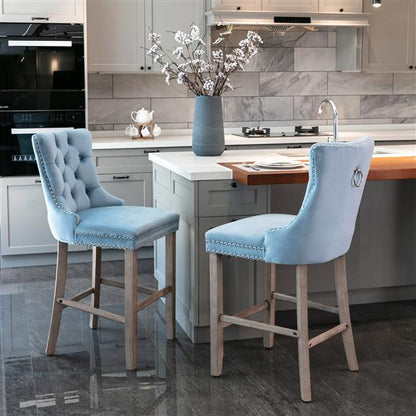 Velvet upholstered bar chair