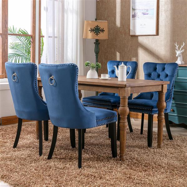 Velvet upholstered dining chair