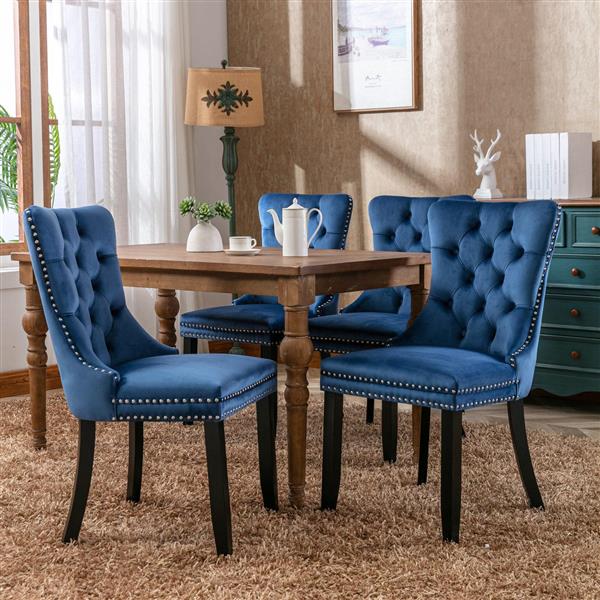 Velvet upholstered dining chair