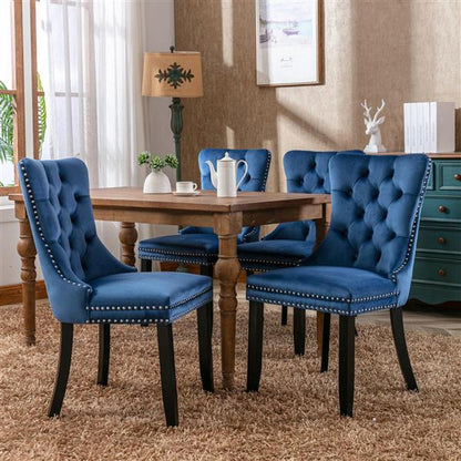 Velvet upholstered dining chair