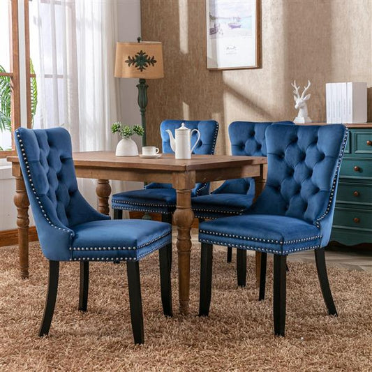 Velvet upholstered dining chair