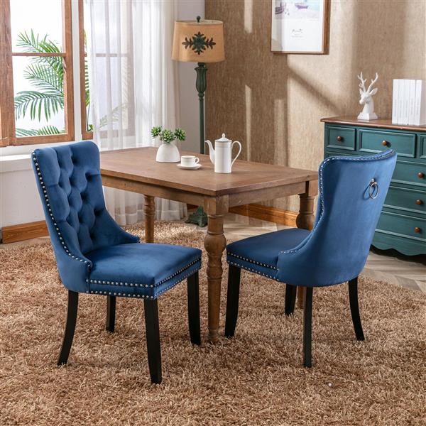 Velvet upholstered dining chair