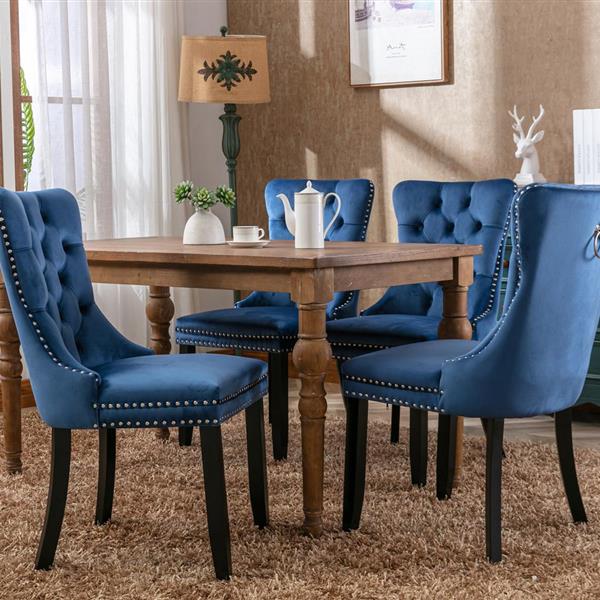 Velvet upholstered dining chair