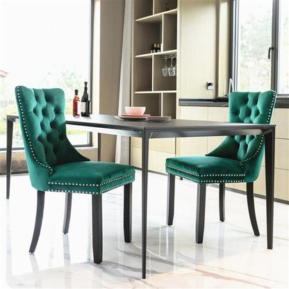 Velvet upholstered dining chair