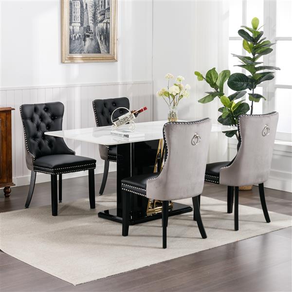 Velvet upholstered dining chair