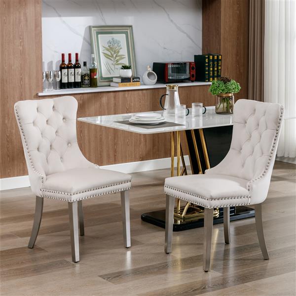 Velvet upholstered dining chair