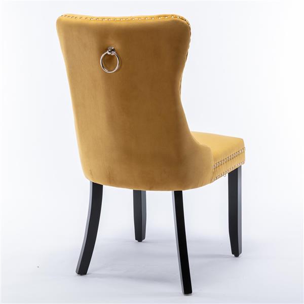 Velvet upholstered dining chair