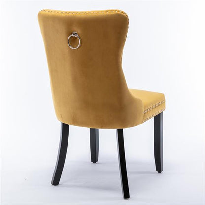 Velvet upholstered dining chair