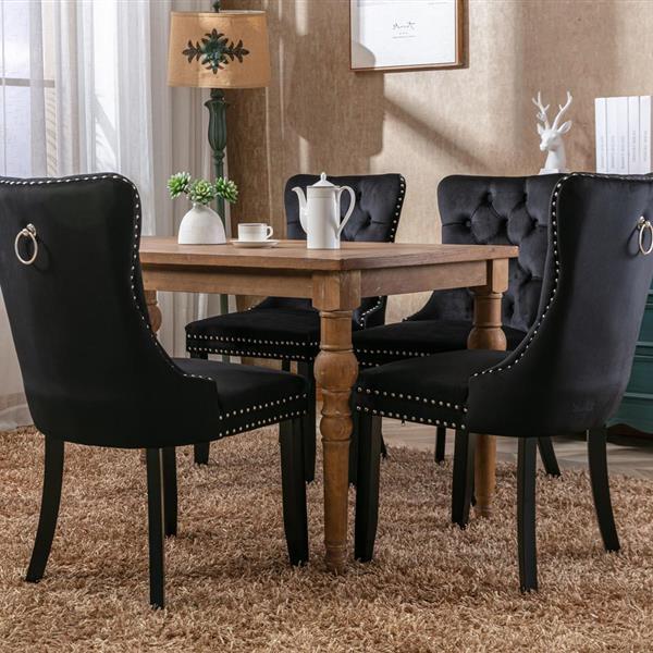 Velvet upholstered dining chair