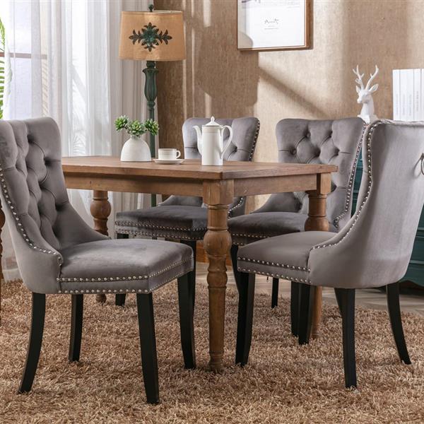 Velvet upholstered dining chair