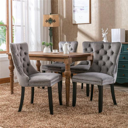 Velvet upholstered dining chair