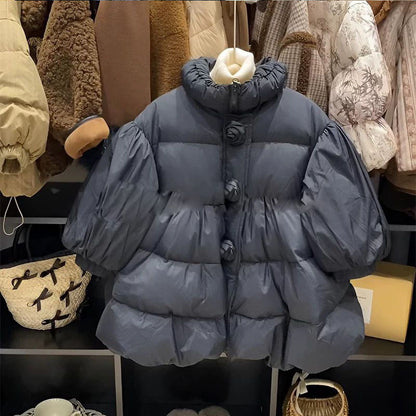 Versatile Bud-Shaped Stand-Up Collar Cotton-Padded Jacket