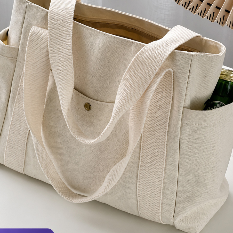 Versatile Canvas Tote Bag with Double Straps