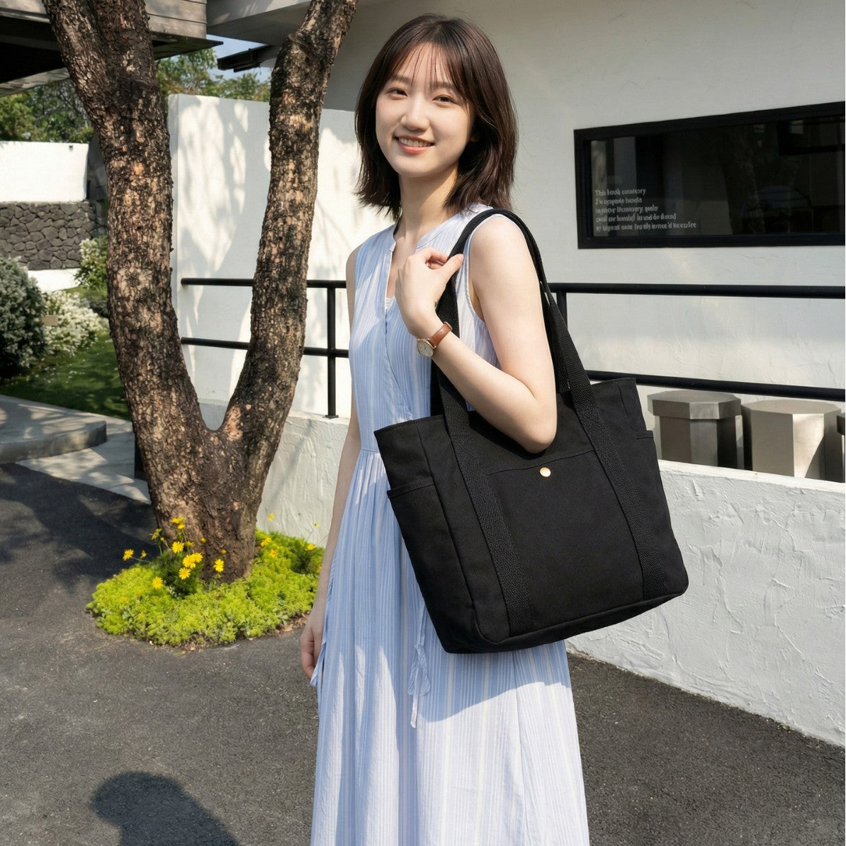Versatile Canvas Tote Bag with Double Straps