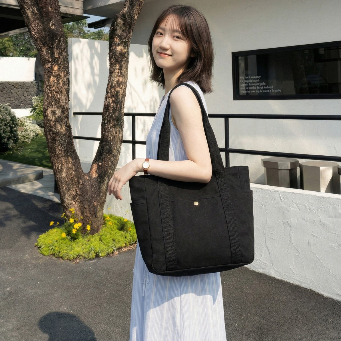 Versatile Canvas Tote Bag with Double Straps