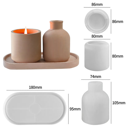 Versatile Silicone Mold for Epoxy Resin Gypsum Cement DIY Round Storage Cup Candle Holder Vase