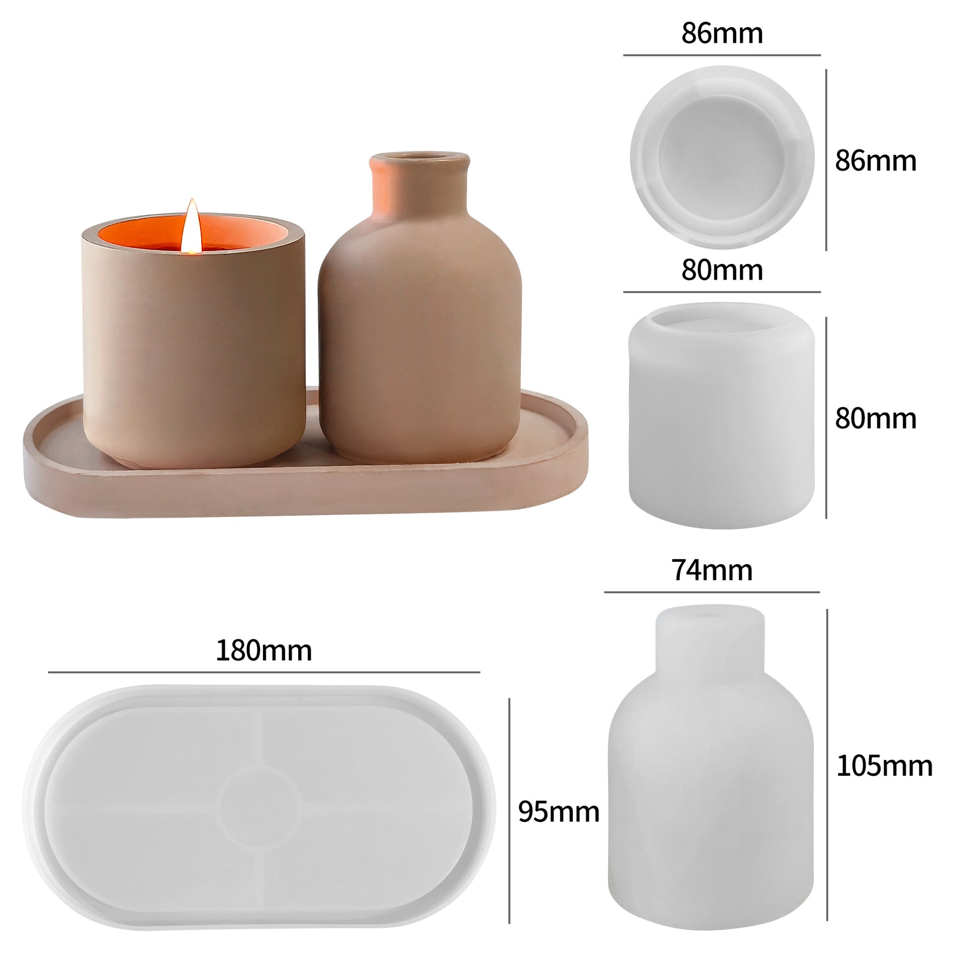 Versatile Silicone Mold for Epoxy Resin Gypsum Cement DIY Round Storage Cup Candle Holder Vase