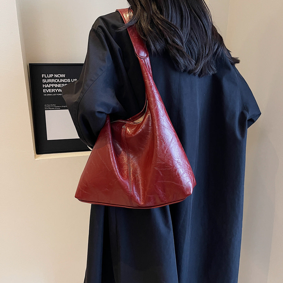 Versatile Soft Leather Shoulder Tote Bag