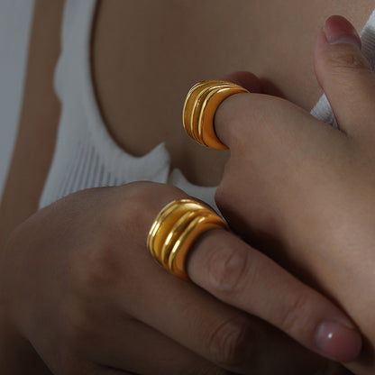 Versatile titanium steel gold-plated ring