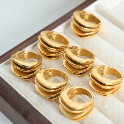 Versatile titanium steel gold-plated ring