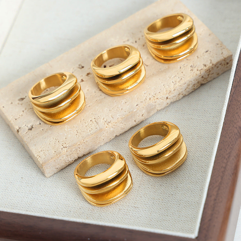 Versatile titanium steel gold-plated ring