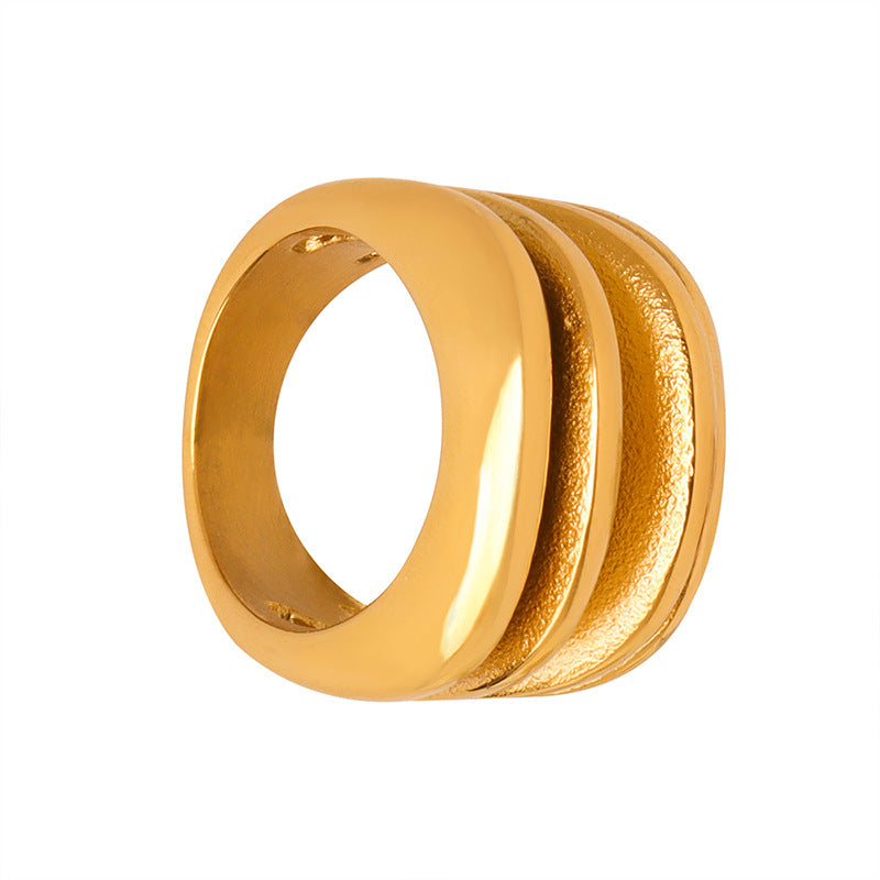 Versatile titanium steel gold-plated ring