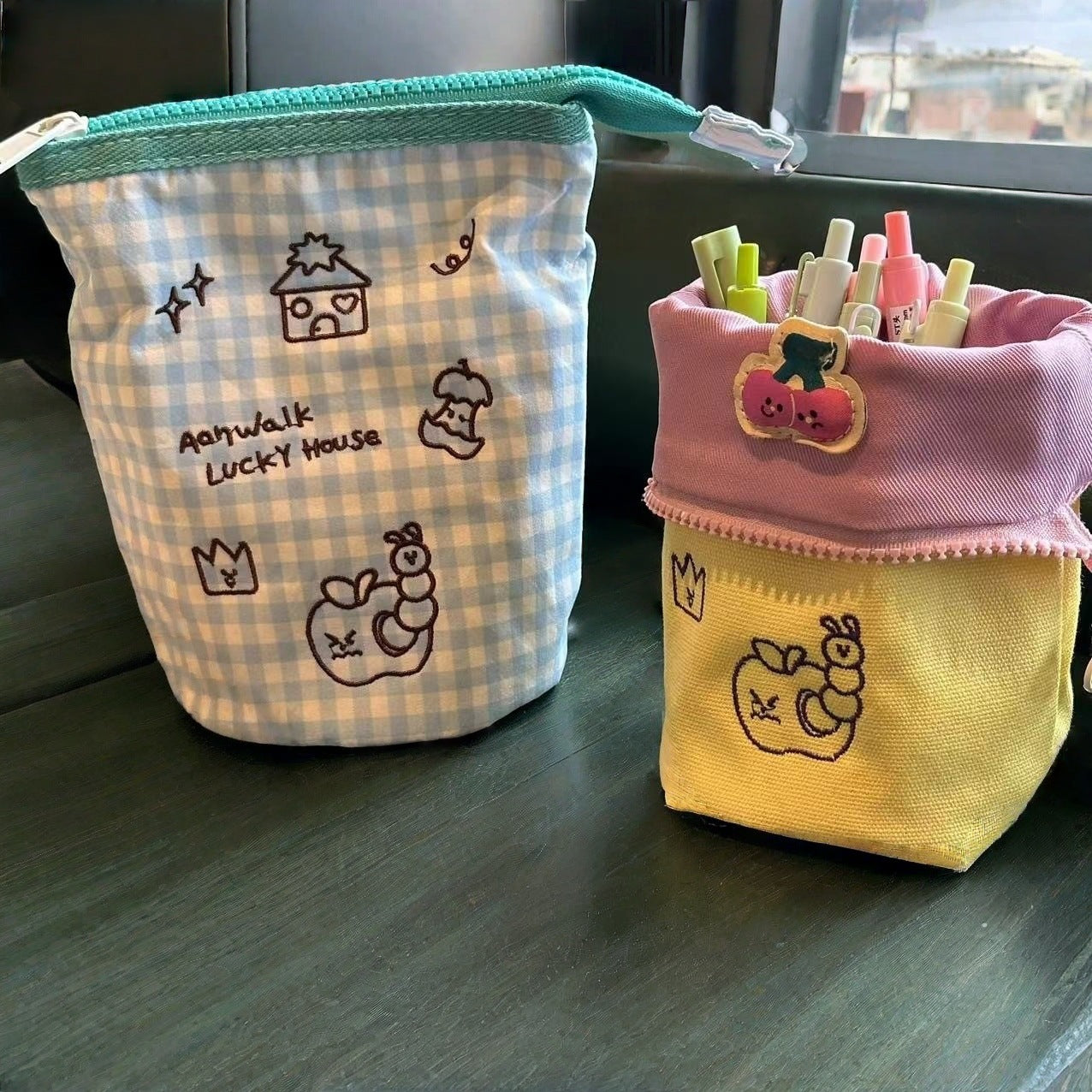 Vertical Flip Canvas Pencil Bag