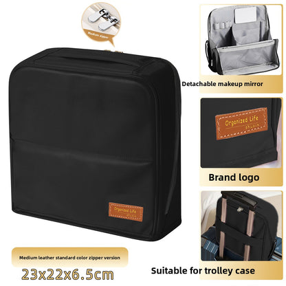 Vertical Makeup Bag with Mirror and Compartments