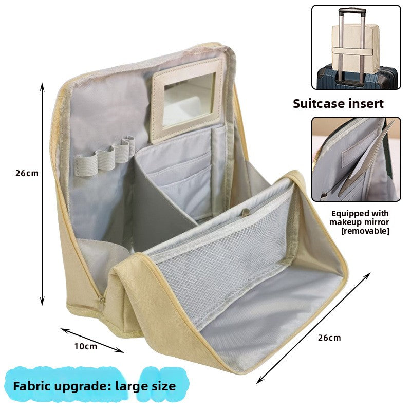 Vertical Makeup Bag with Mirror and Compartments