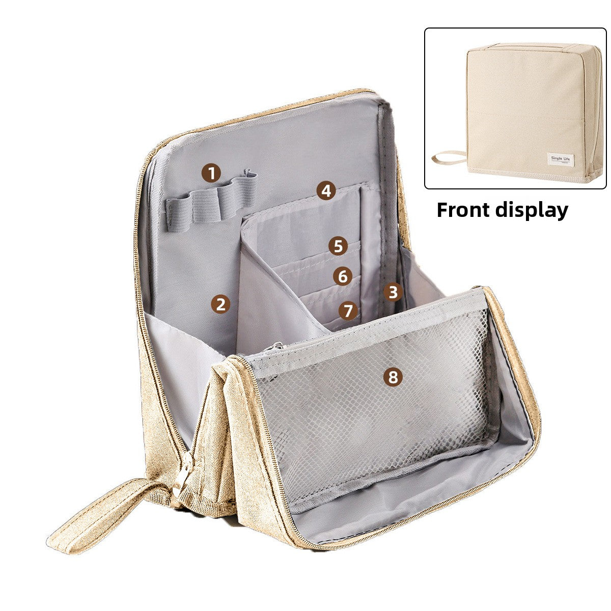 Vertical Makeup Bag with Mirror and Compartments