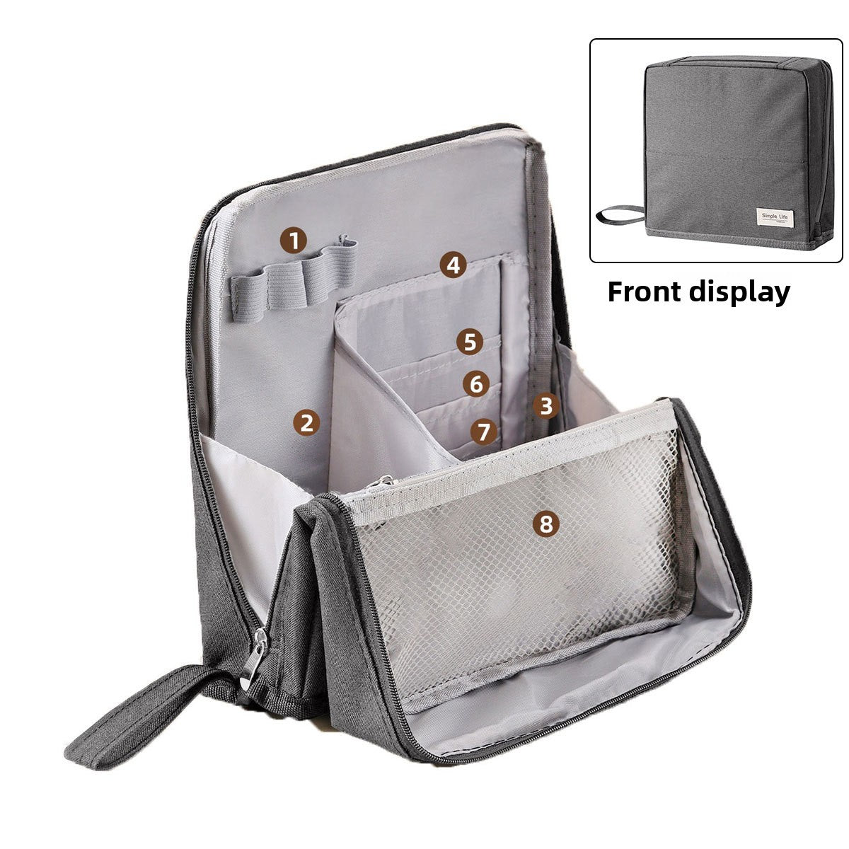 Vertical Makeup Bag with Mirror and Compartments