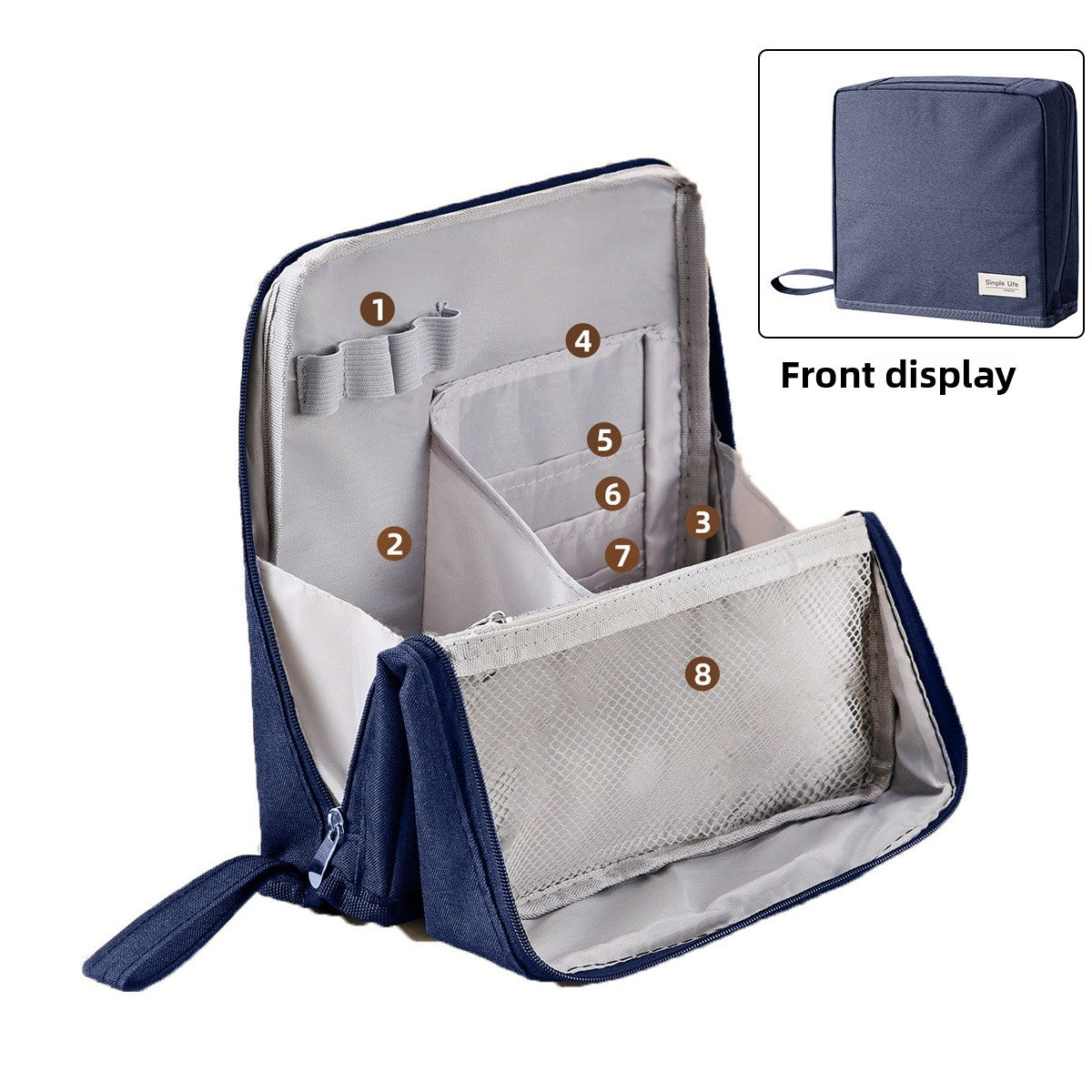 Vertical Makeup Bag with Mirror and Compartments