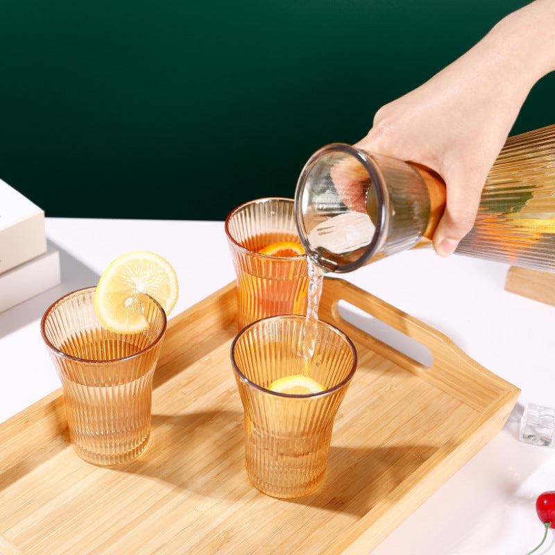 Vertical Stripe Heat-Resistant Glass Tea Set with Kettle and Cups