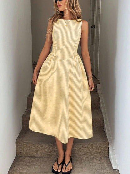 Vertical Stripe Sleeveless Dress