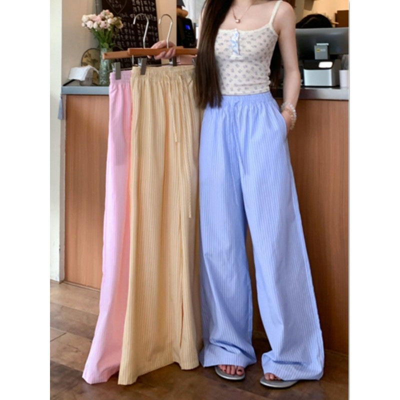 Vertical Stripe Wide Leg Pants