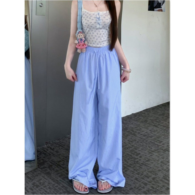 Vertical Stripe Wide Leg Pants
