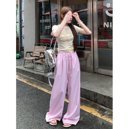 Vertical Stripe Wide Leg Pants