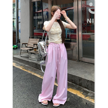 Vertical Stripe Wide Leg Pants