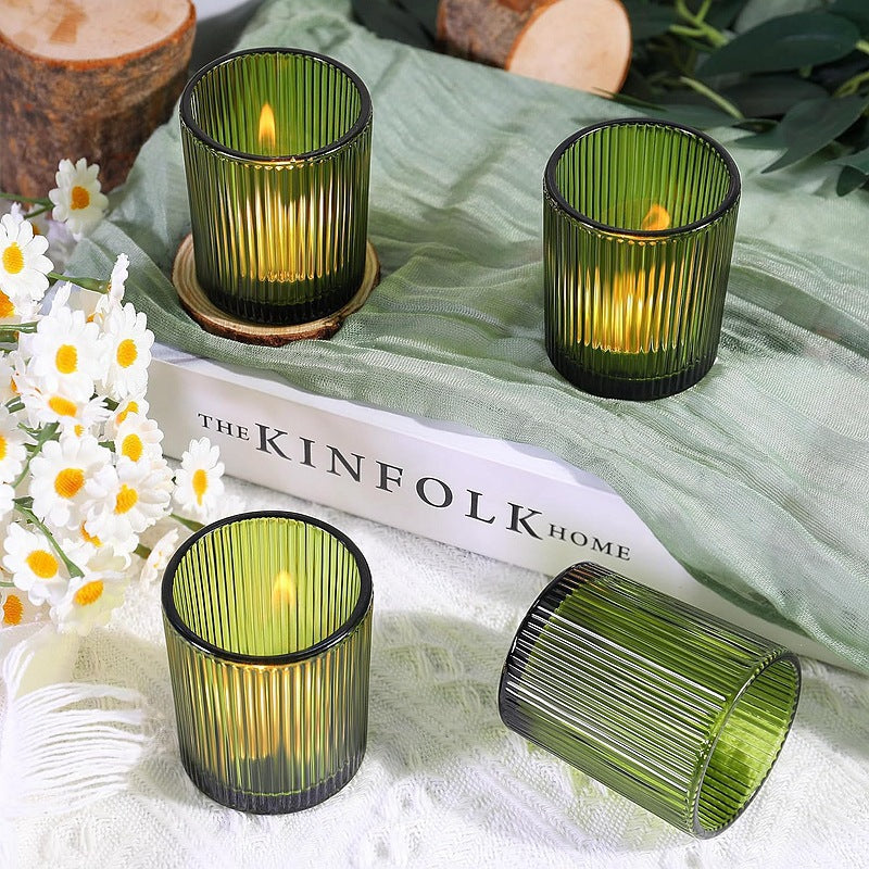 Vertical Stripes Glass Candle Cup