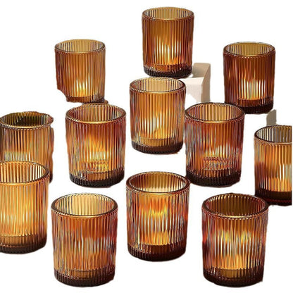 Vertical Stripes Glass Candle Cup