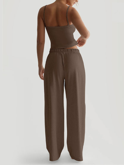 Vest and Casual Wide-Leg Pants Set