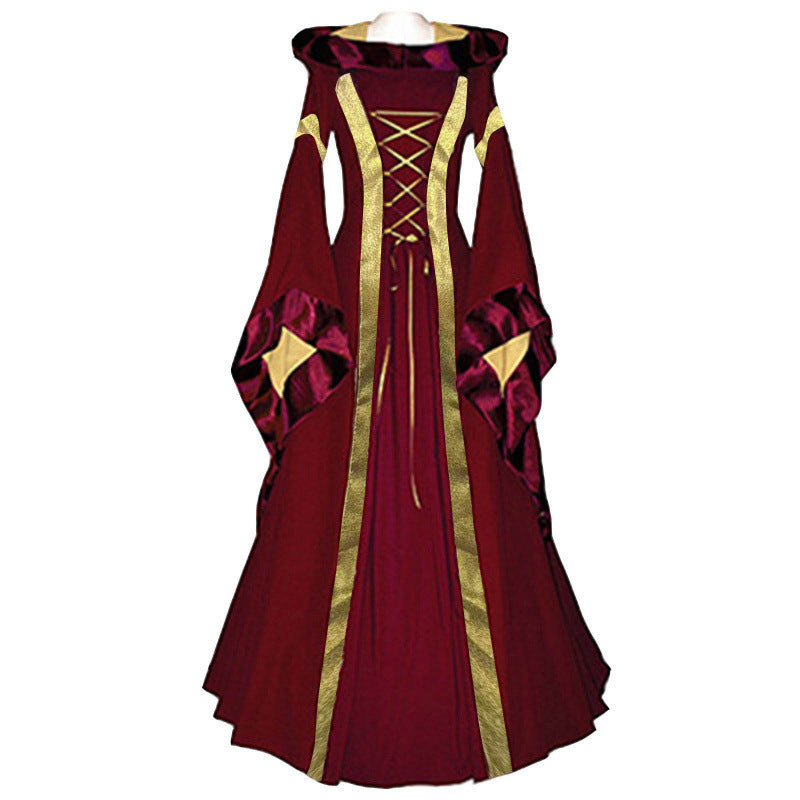 Victorian Hooded Bell Sleeve Medieval Dress