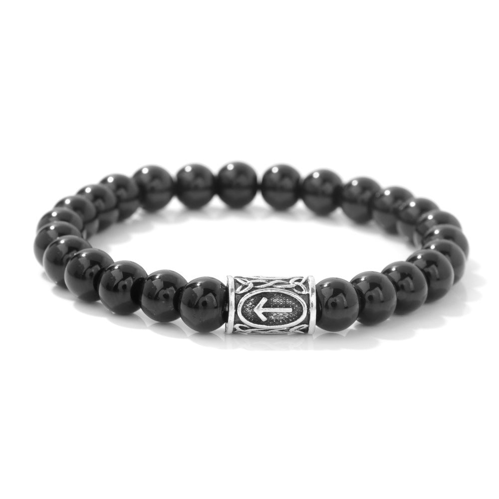Viking Character Elastic Obsidian Bracelet