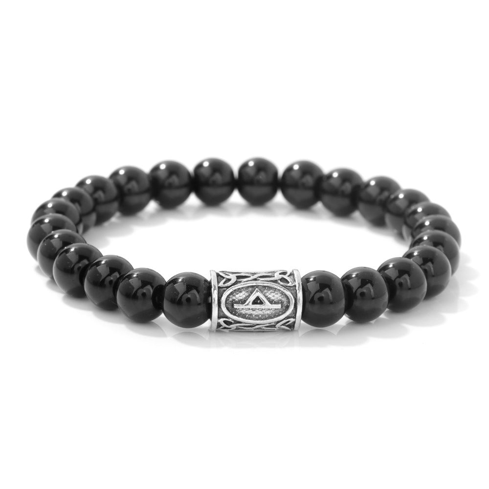 Viking Character Elastic Obsidian Bracelet