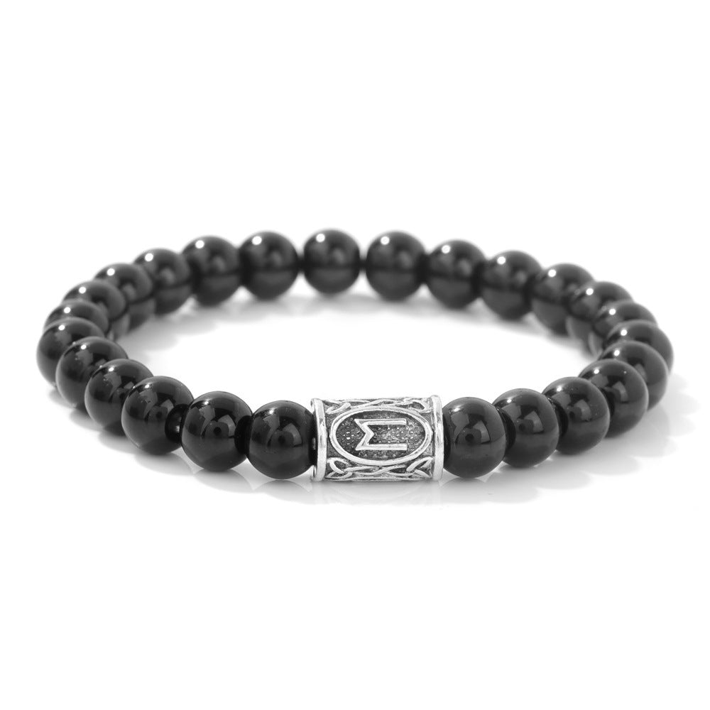 Viking Character Elastic Obsidian Bracelet