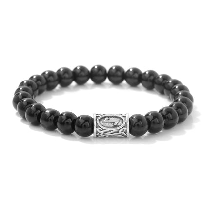 Viking Character Elastic Obsidian Bracelet