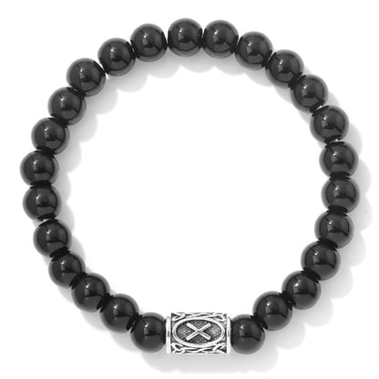 Viking Character Elastic Obsidian Bracelet